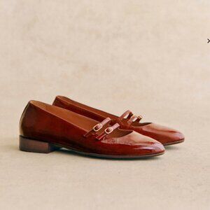 Sezane Ninon Low Ballerinas in Patent mahogany